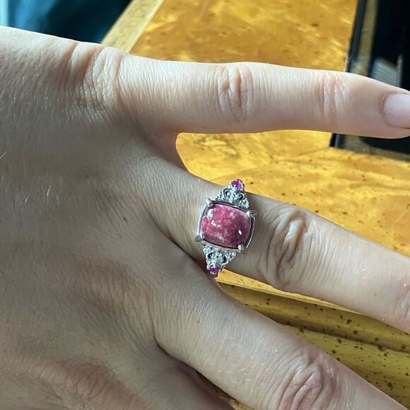 Norwegian Thulite Ruby Sterling Silver Ring Size 7.75 - Picture 3 of 8